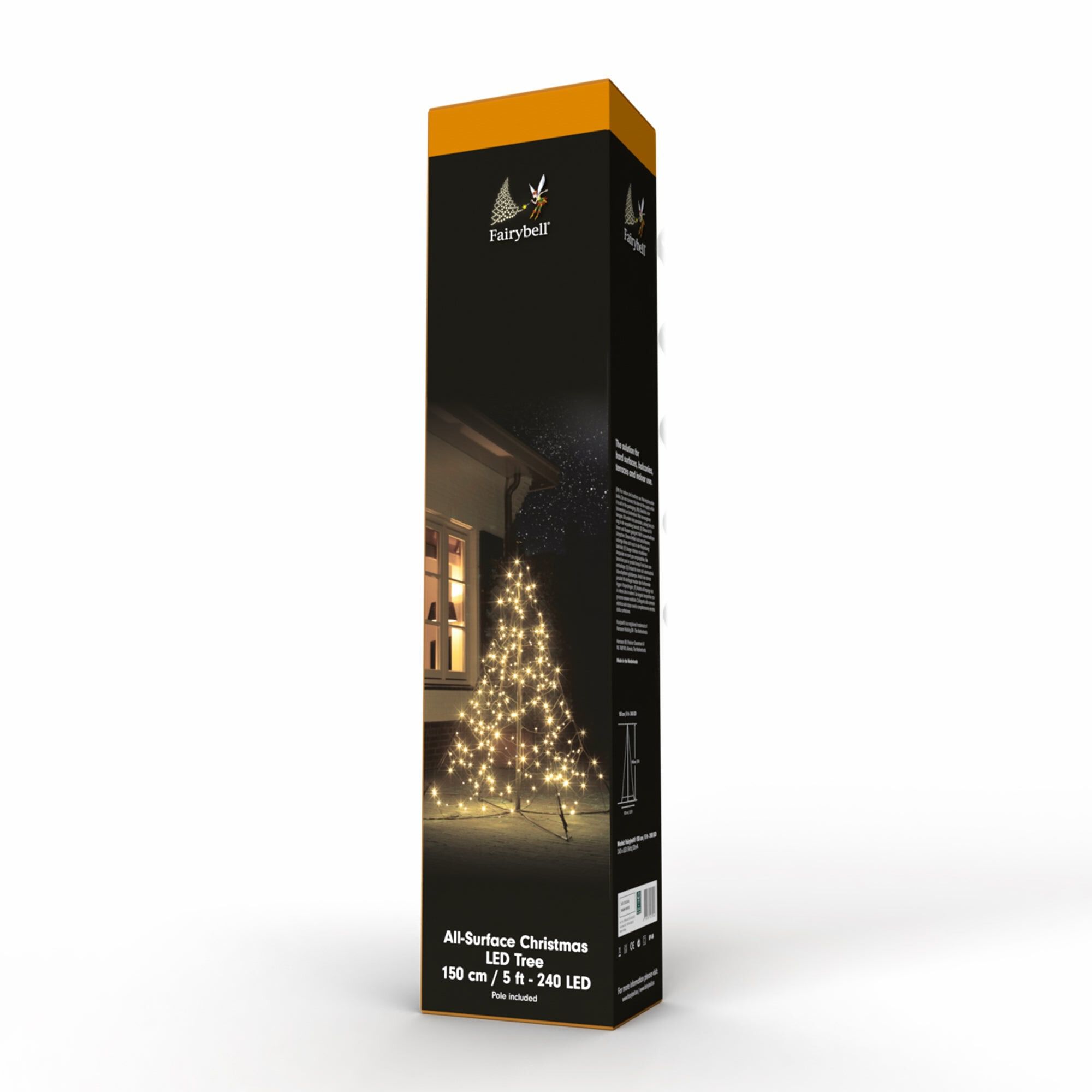 Fairybell All Surface Twinkle - Vlaggenmast kerstboom - 240 - Warm wit - 150 cm
