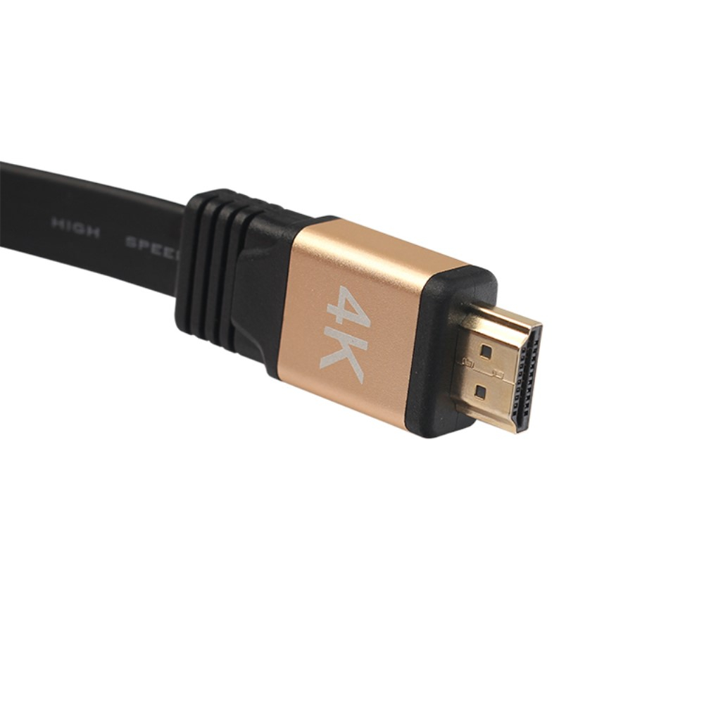 (3m) 4K Ultra HD HDMI 2.0 Flachband Kabel mit vergoldetem Stecker - Schwarz
