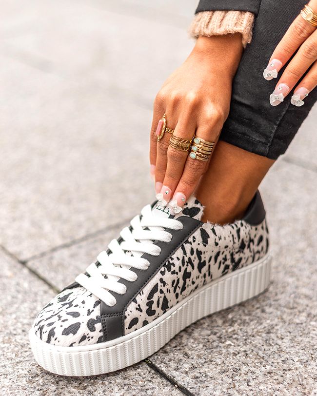 Basket femme creepers animal à lacets - CL59 COW