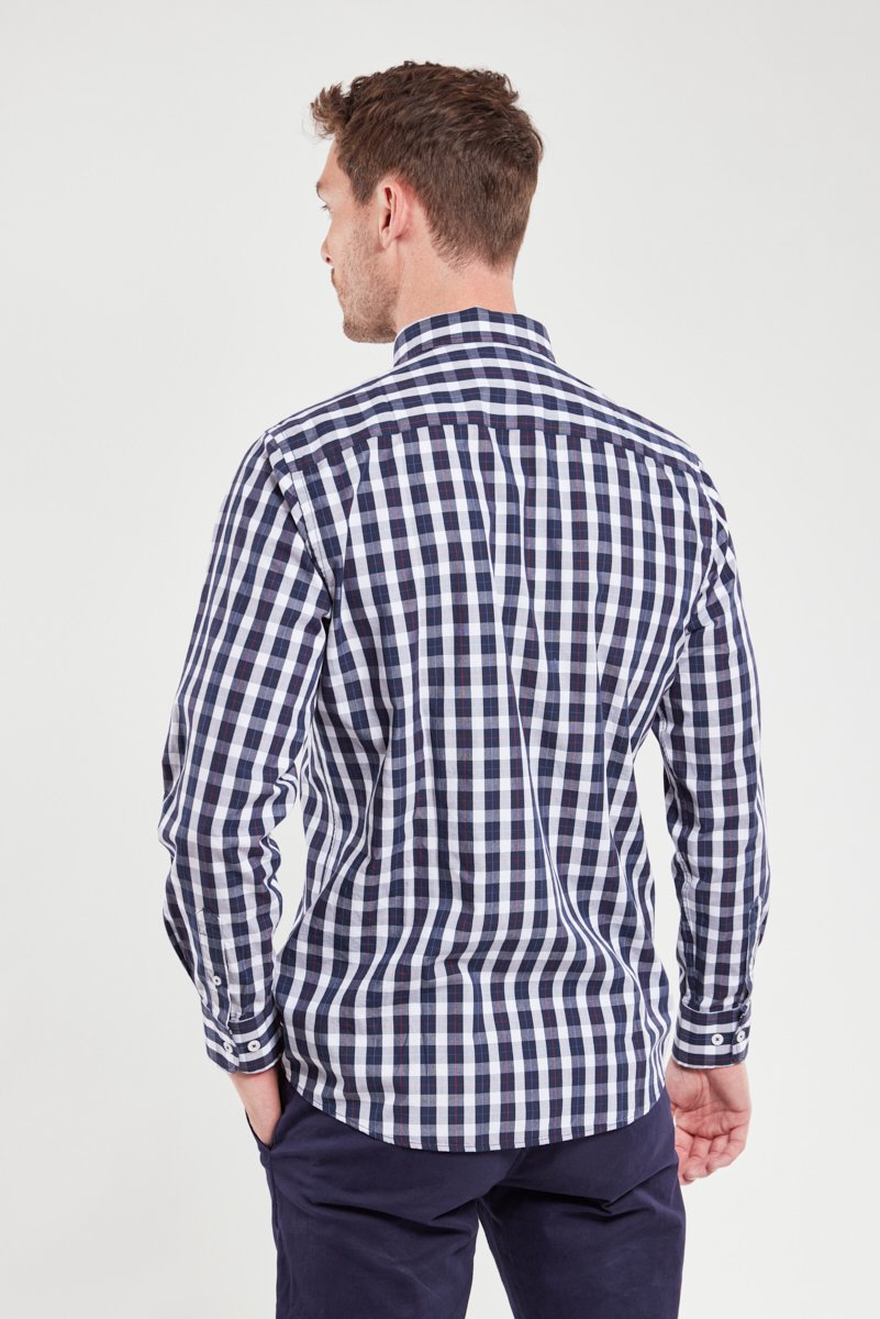 Chemise à carreaux droite - coton
