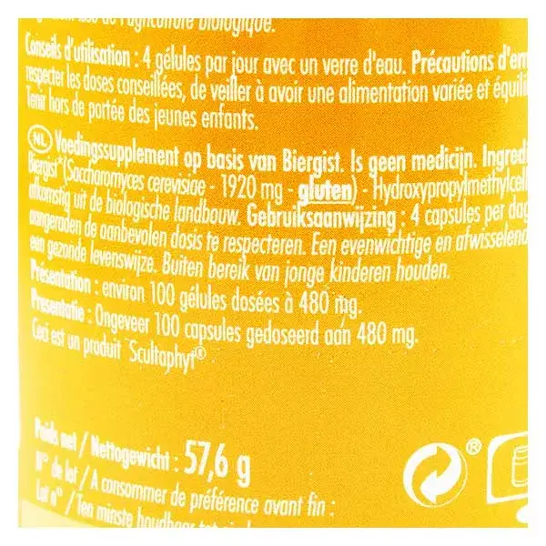 Levedura de Cerveja Orgânica Superdiet, 100 cápsulas