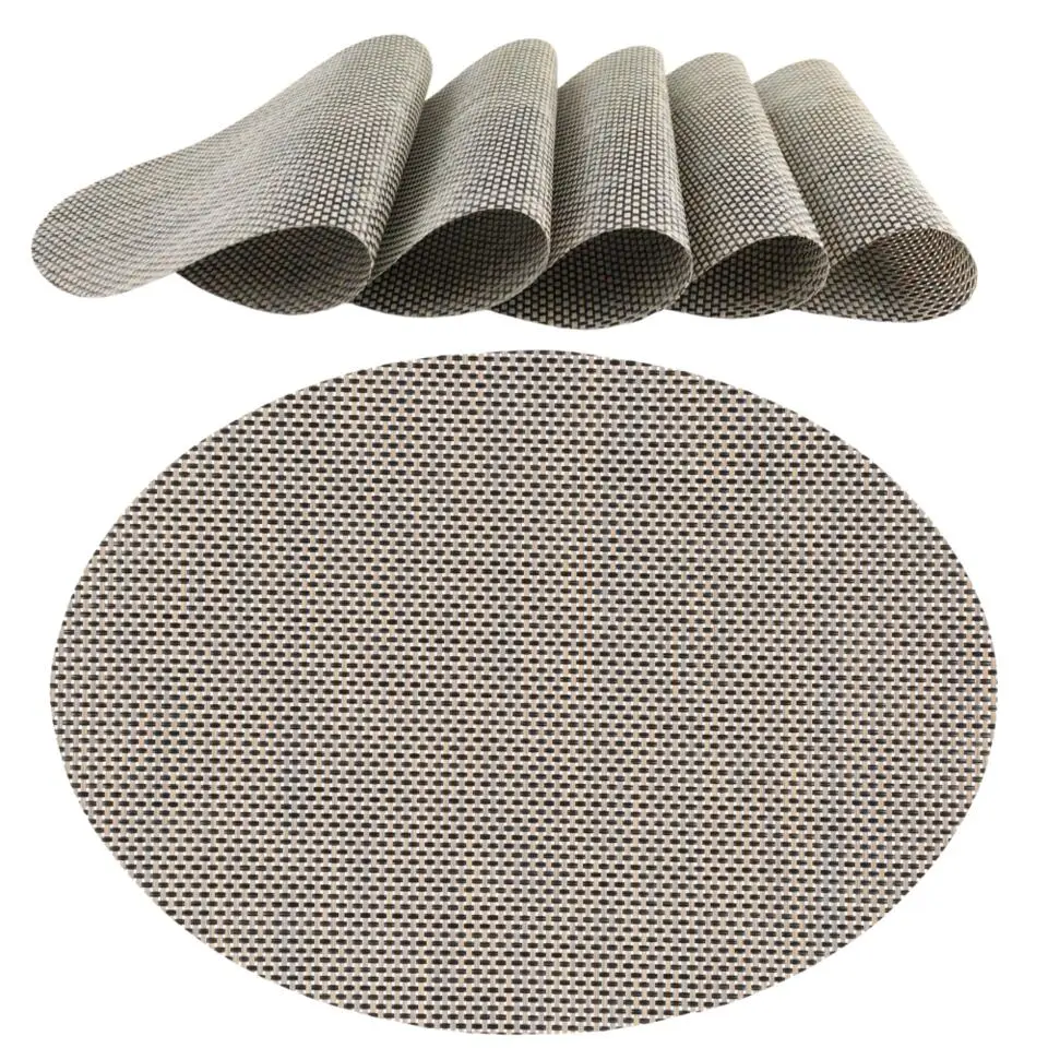 OTIX Placemats Set van 6 Kunststof Ovaal Zwart Wit Onderleggers 48x35cm