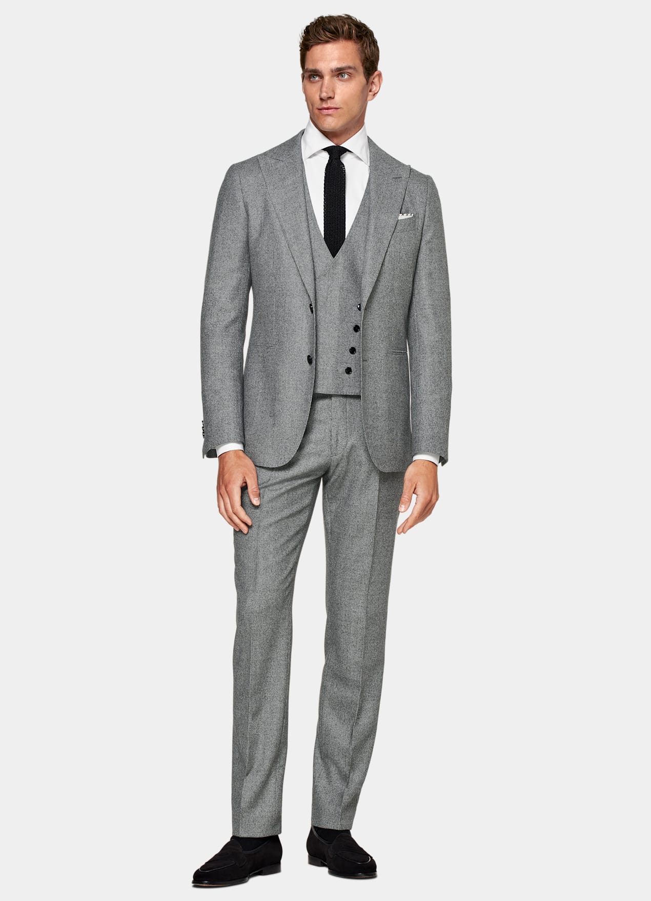 Costume trois pièces Havana coupe Tailored gris moyen pied-de-poule