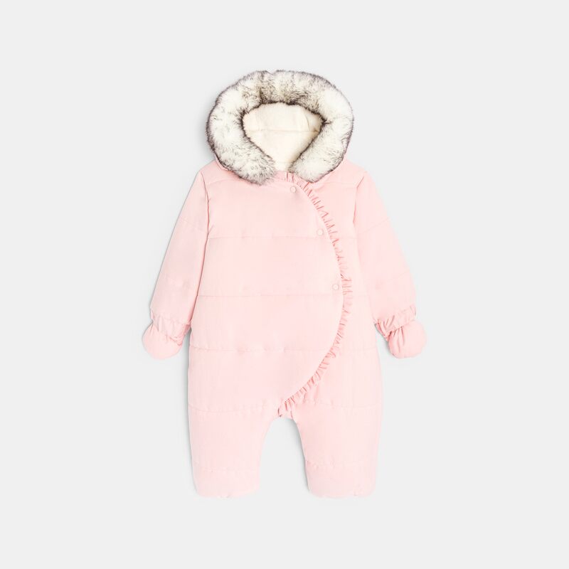 Combipilote doublée avec volants rose naissance