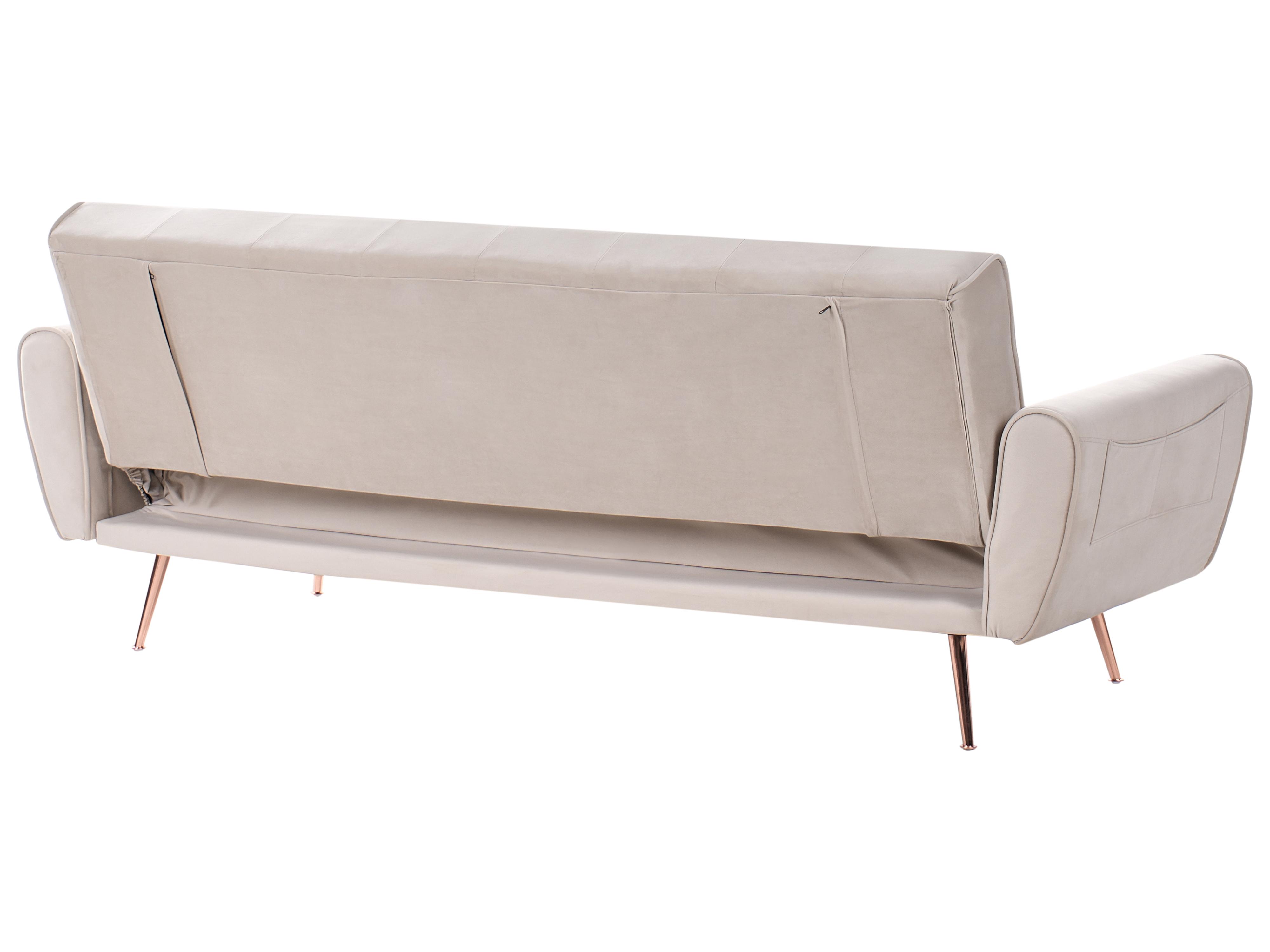 Slaapbank 3-zits SELNES Fluweel Lichtbeige