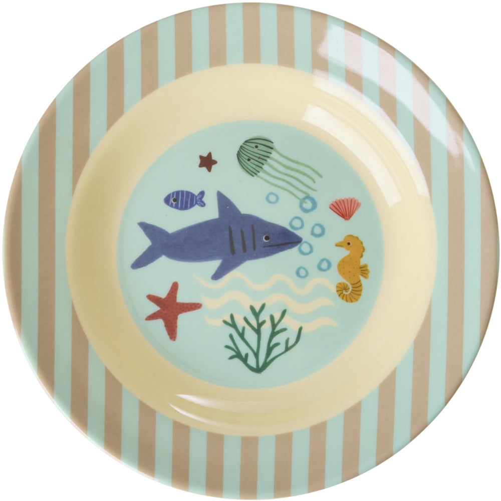 Køb Rice Melamin Kids Skål Med Blue Ocean Print - 250 Ml