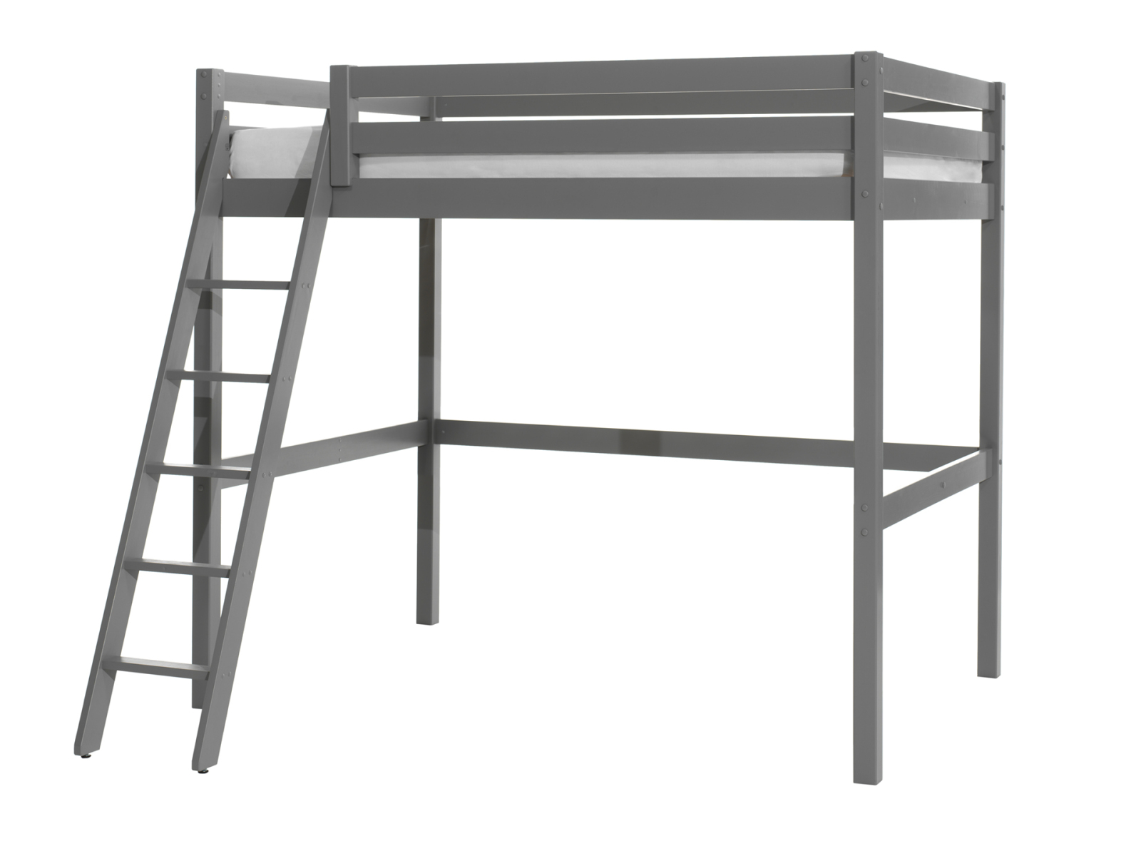 Hochbett - grau - Kiefer massiv - 140x200 cm