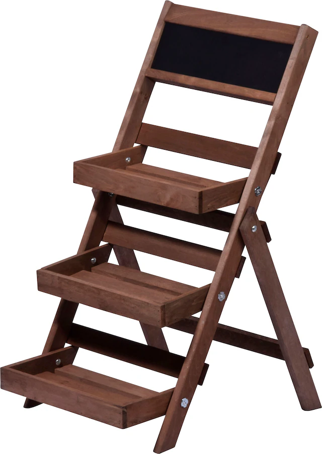 dobar Pflanzentreppe dreistufig, mit Kreidetafel, dunkelbraun
