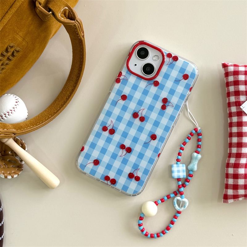 Elliure - Cherry Plaid telefoonhoesje / bandje / set - iPhone 16 Pro Max / 16 Pro / 16 Plus / 16 / 15 Pro Max / 15 Pro / 15 Plus / 15 / 14 Pro Max / 14 Pro / 14 Plus / 14 / 13 Pro Max / 13 Pro / 13 / 13 Mini