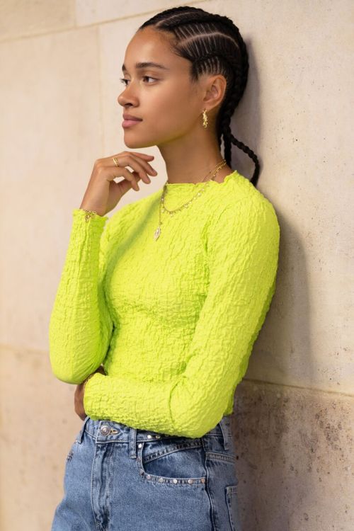 Neon groene top met bubbel structuur