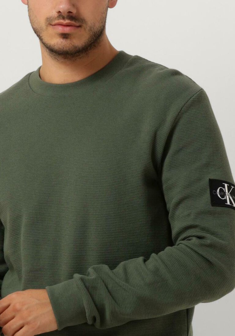 CALVIN KLEIN donkergroene calvin klein trui waffle ls tee
