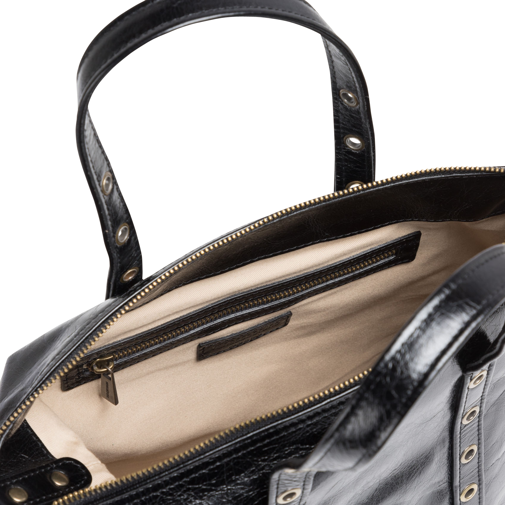 Petit sac en cuir craquelé et oeillets| Noir