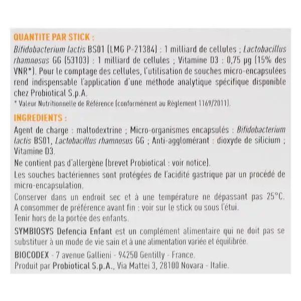 Symbiosys Defencia Enfant Lot de 2 x 30 sticks