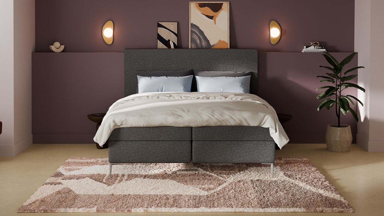 Boxspring Emerald - Linen touch dark grey