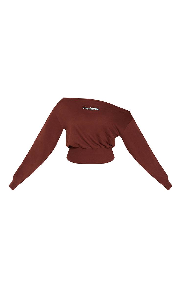 Chocolat Synthétiquell Asymétrique Shape Prettylittlething À Bord Brut Et Rayures Contrastées