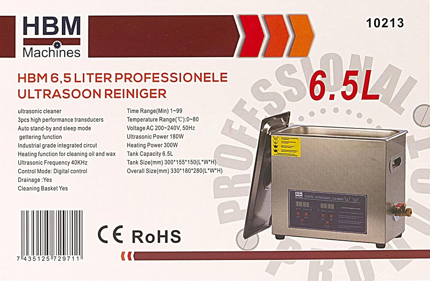 HBM 6,5 Liter Professioneller Ultraschallreiniger