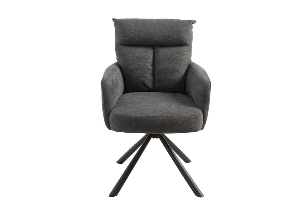 Drehbarer Retro Stuhl BIG GEORGE grau mit Armlehnen und Taschenfederkernpolsterung