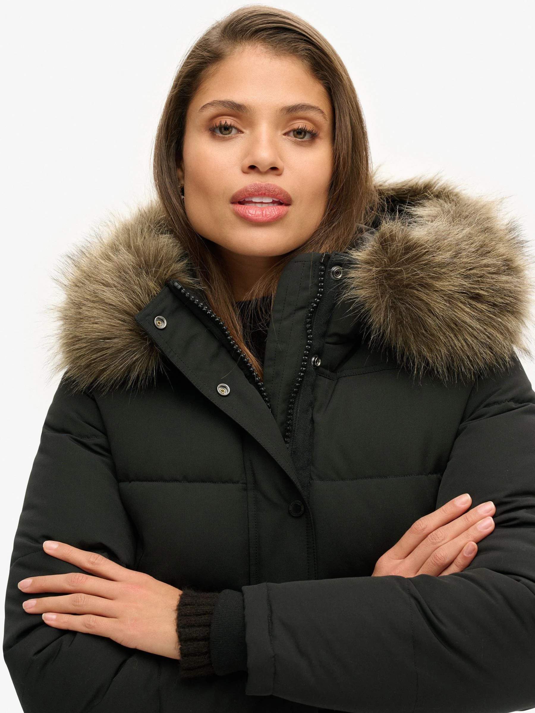 Zwart - Superdry Everest bomberjack met capuchon