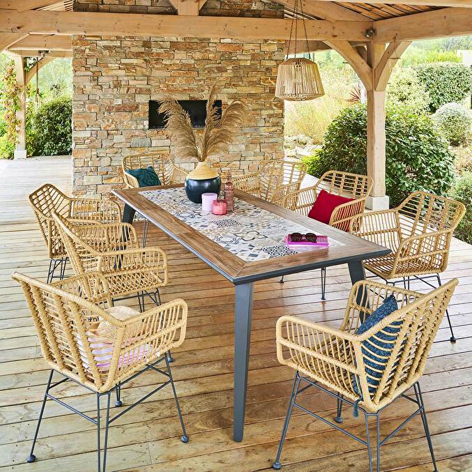 Ensemble table de jardin rectangulaire + 8 chaises LAMBADA Graphite