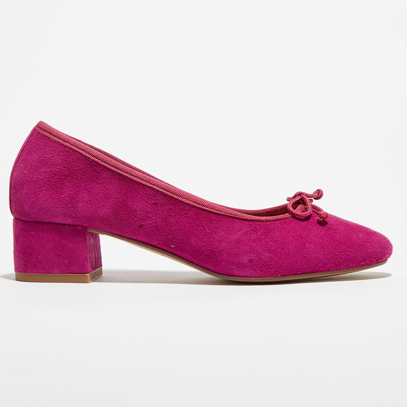 Quartier Latin Ballerines en Velours de Cuir Diane fuschia  - Talon 3.5 cm