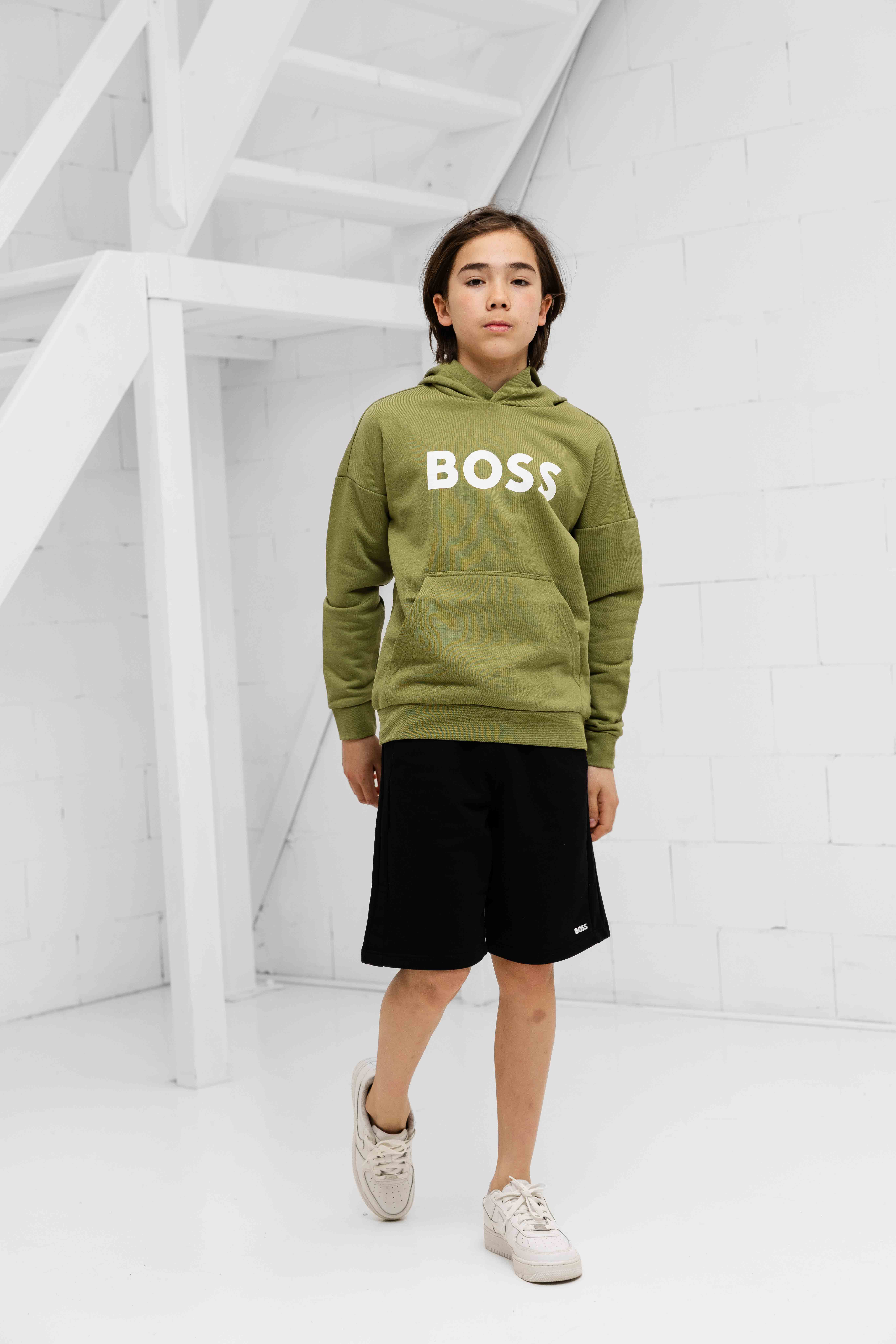 Hugo Boss Logo Hoodie Kids Groen