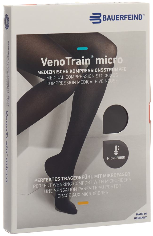 Bauerfeind VenoTrain Micro KKL2 AG<br>1 Paar, S, normal/short geschlossene Fussspitze Spitzenhaftband schwarz