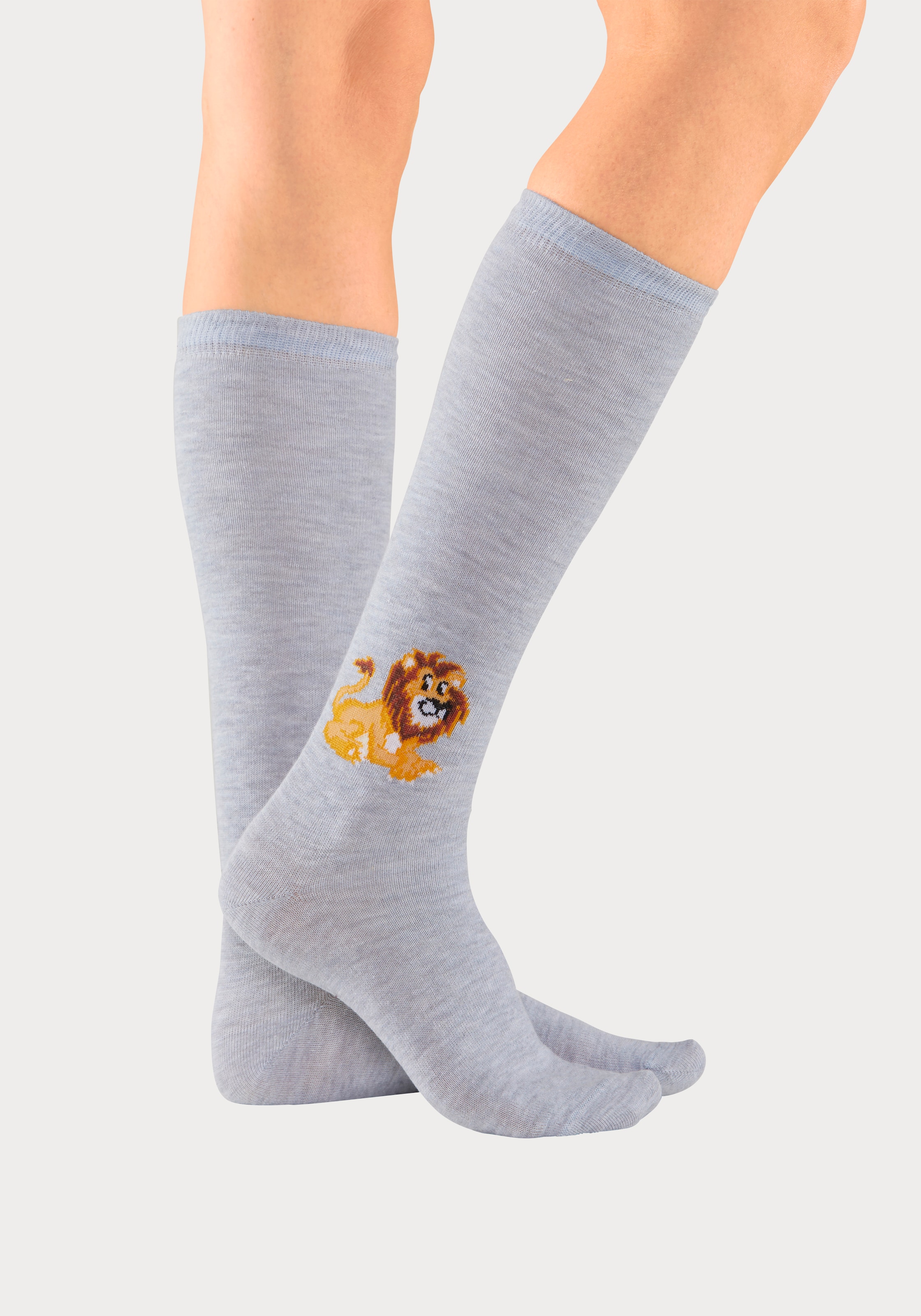 H.I.S Kniestrümpfe Packung, 5 Stk. tlg. mit eingestricktem Moriv