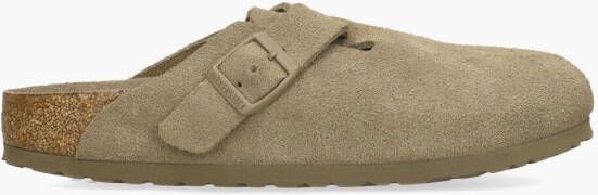 Birkenstock Suede Leather Boston Platte Schoenen Green