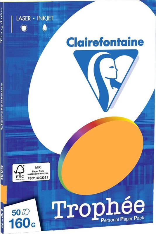 Clairefontaine - A4 - Papier - Oranje - 160g - 50 Vellen