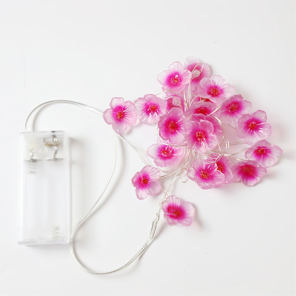 (2m) 20 LED's Deko Lichterkette Blumen Beleuchtung (Batteriebetrieben) - Warmweiss