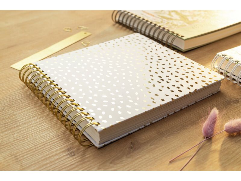 Jolie Spiral-Notizbuch Golden Rain, 23.4x21.5cm,Blanko,Gold Scrap- oder Gästebuch mit Ringbindung