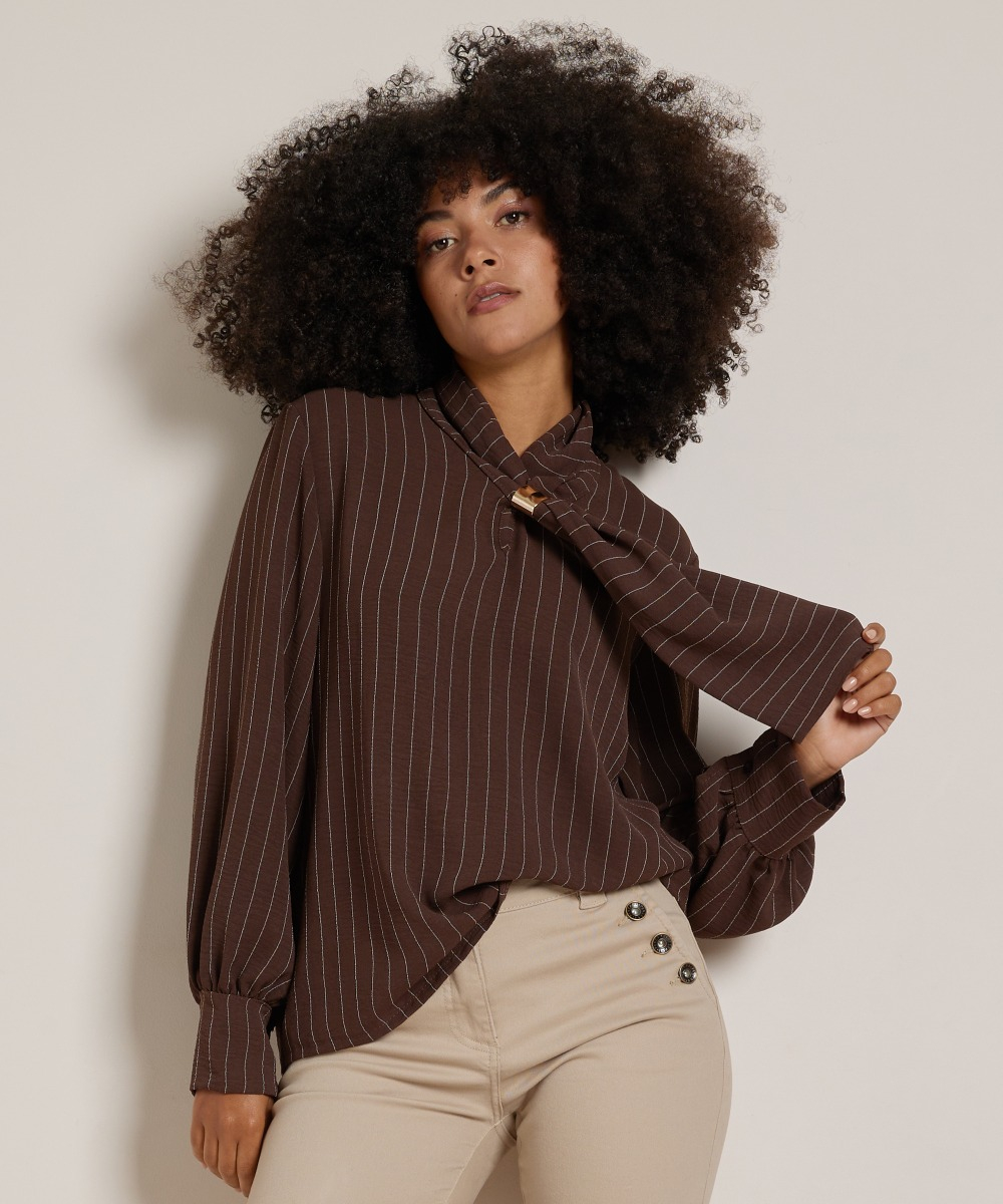 gestreepte blouse met kraag
