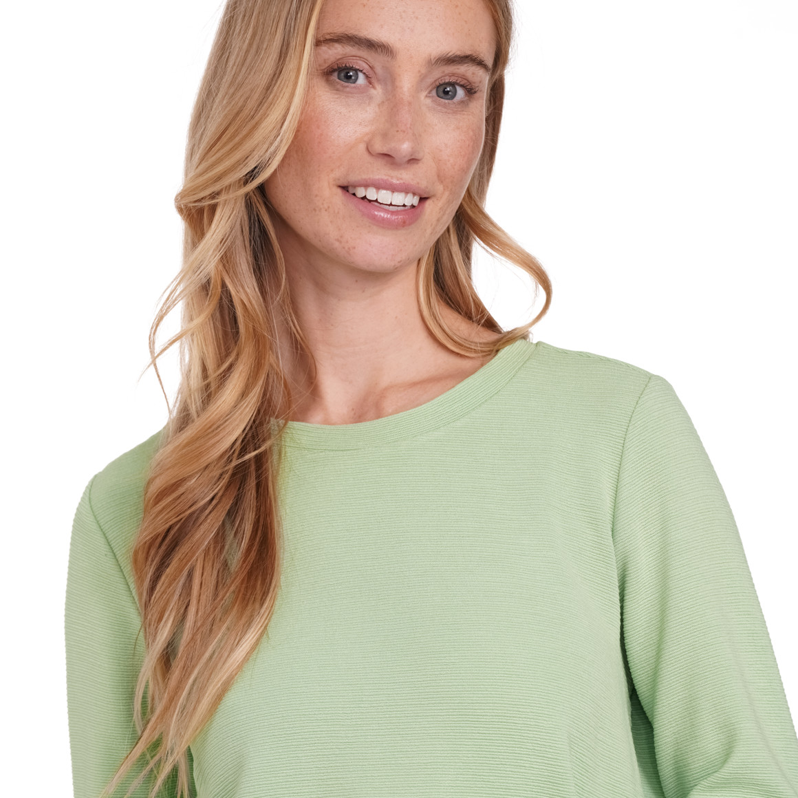 Damen Langarmshirt in strukturierter Qualität hellgrün