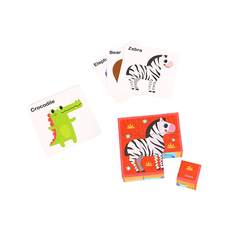 Tooky Toy Würfelpuzzle TL690, aus Holz, 15-teiliges Tierblockpuzzle, ab 2 Jahren bunt