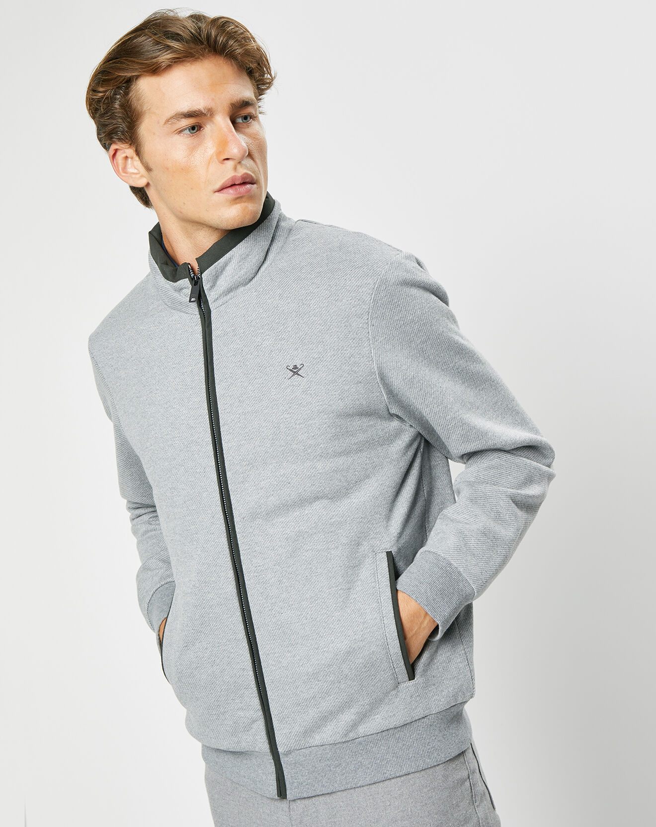 Hackett London Blouson bi-matière gris clair