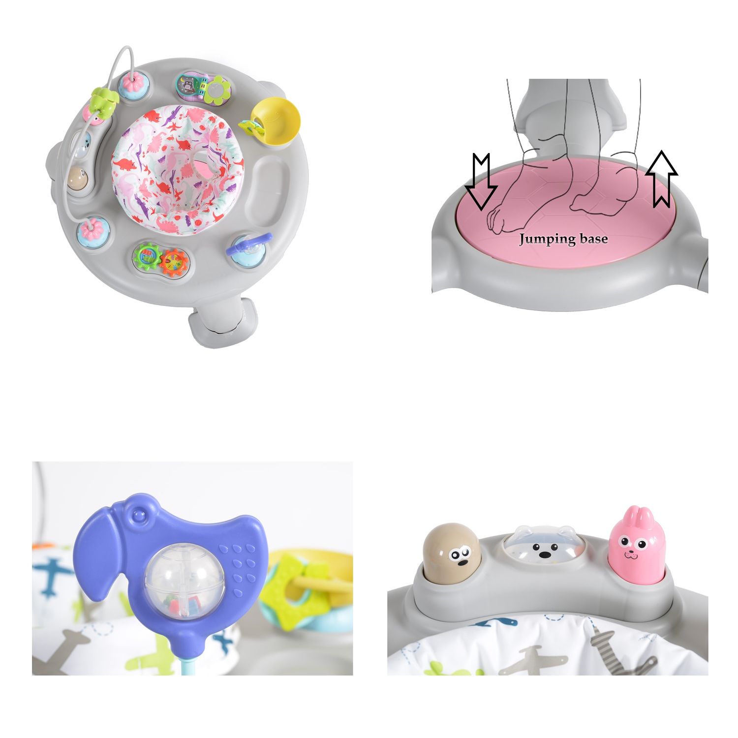 Cangaroo Hopser Mate, Spielcenter, Sitz um 360° drehbar, 4-fach höhenverstellbar rosa