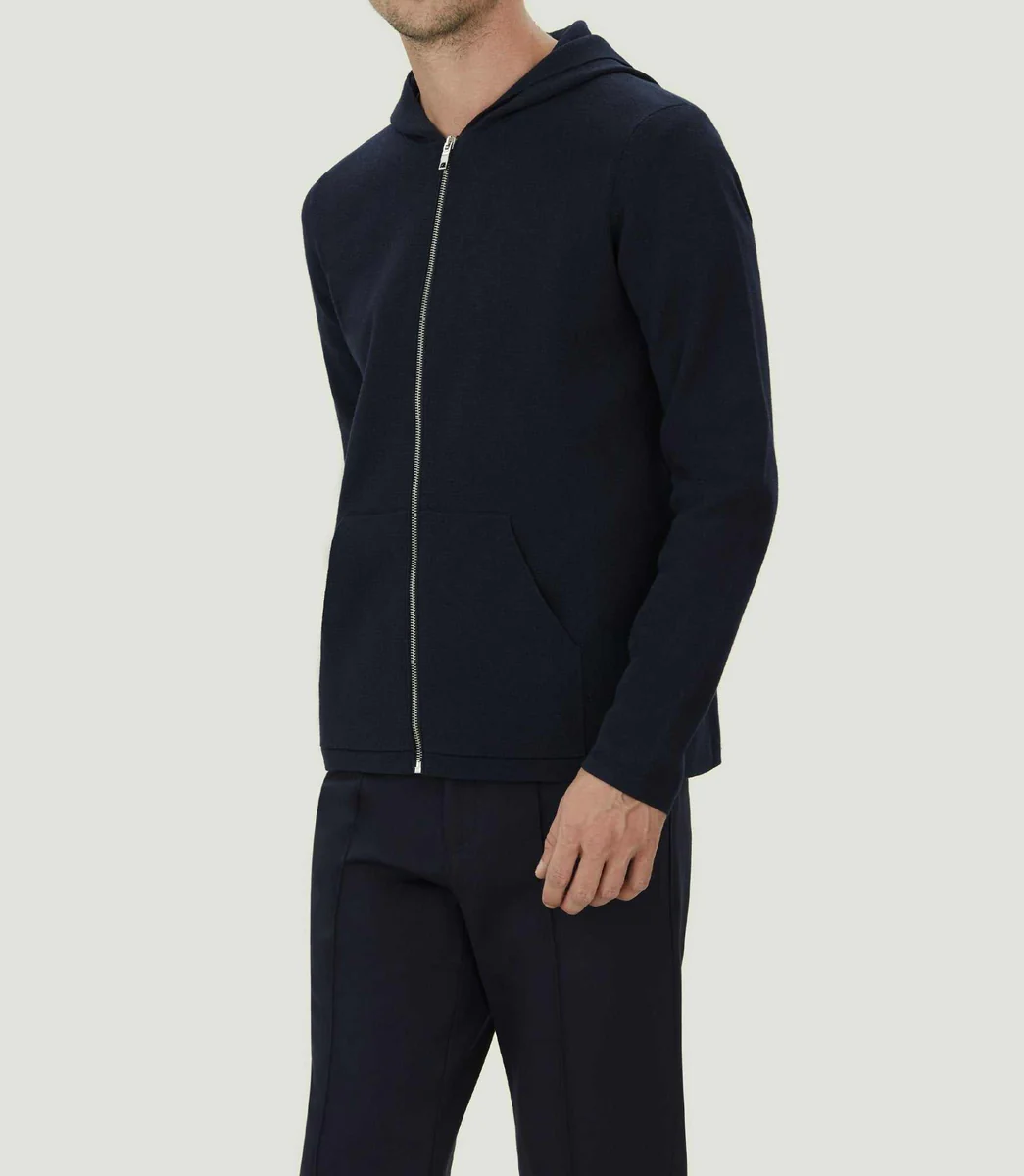 Gilet zippé à capuche marine 