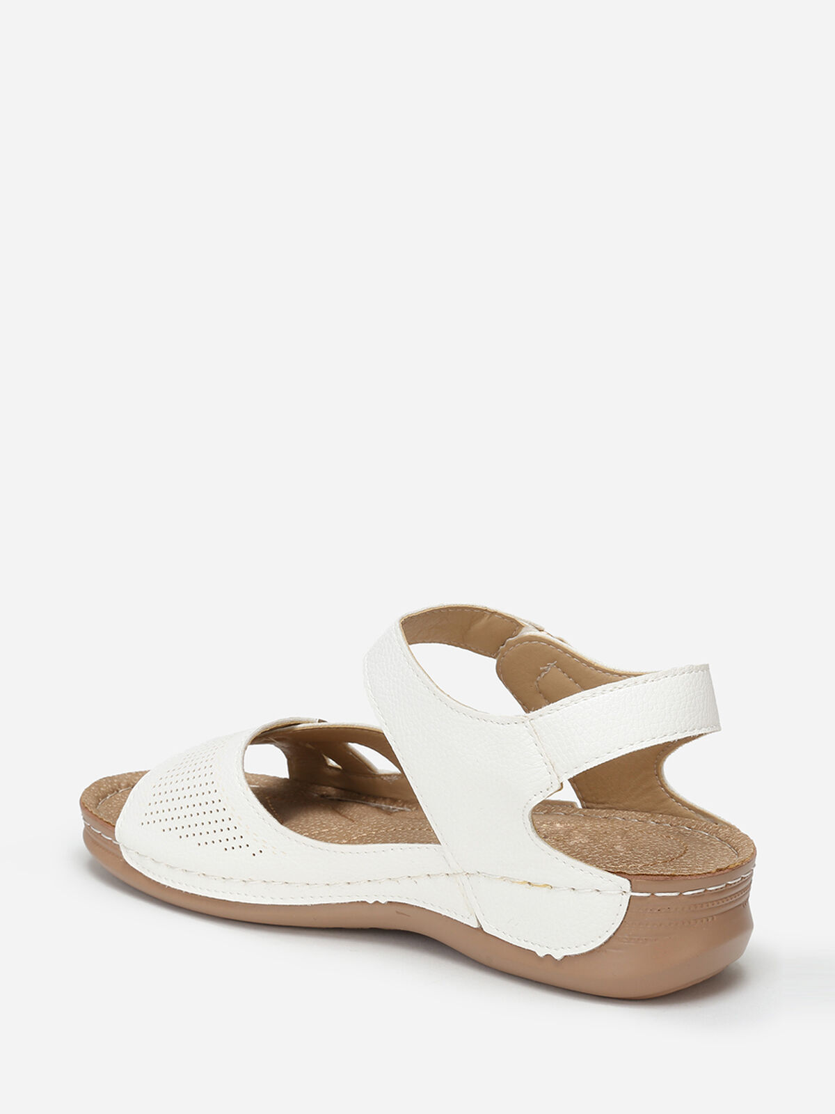 Sandales à boucle dorée grandes tailles- Blanc