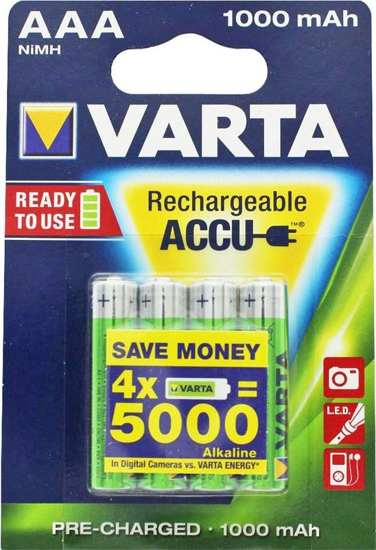 Varta - Power Accu - NiMH-batterij - AAA - 1000 mAh - 4-pack