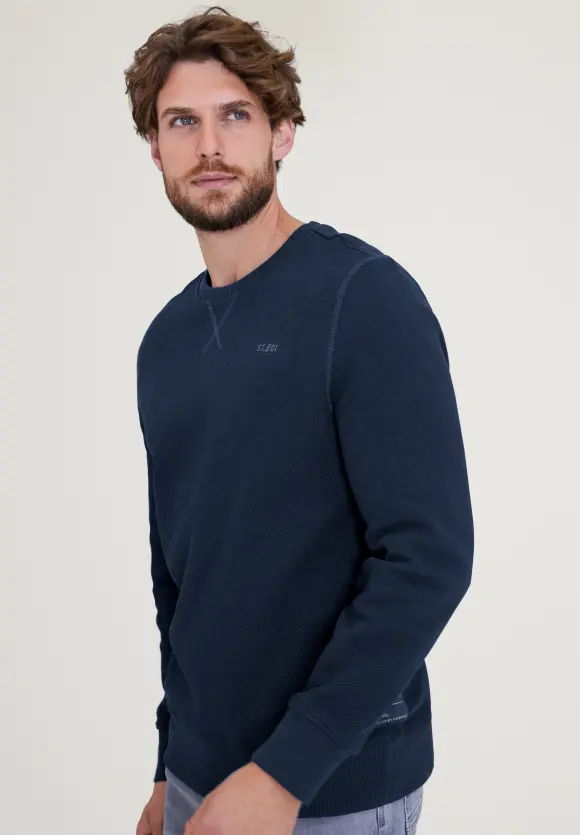 Sweatshirt in Piqué - navy blue