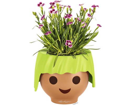 Lechuza Ojo bloempot, 16 cm hoog, groen kunststof, inclusief waterniveau-indicator en zelfbewateringssysteem