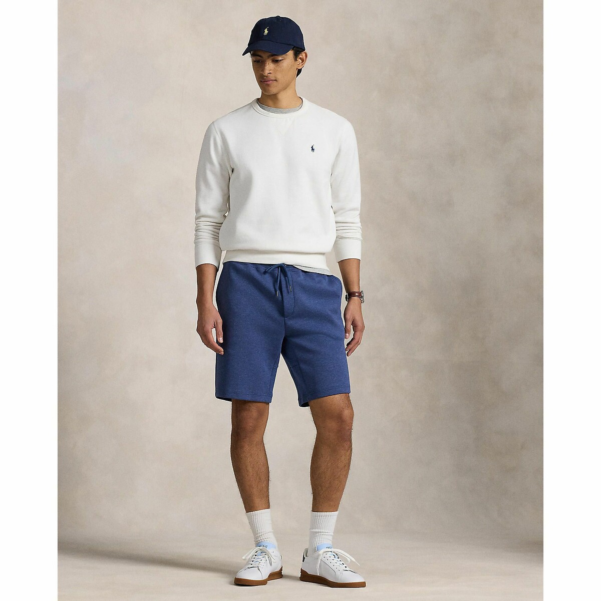 POLO RALPH LAUREN<br>Shorts em tecido de malha dupla, com logotipo bordado