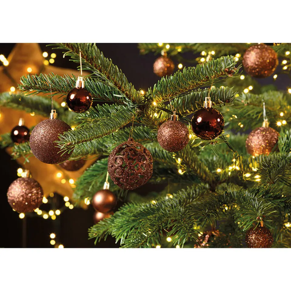 Wurm Kerstballen - 100st - kunststof - bruin - 3-4-6 cm
