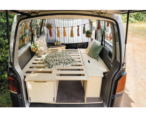 Buildify Campingbox Grace bedsysteem, links in de lengterichting, voor VW T5/T6, 1800x1165x406 (LxBxH) (zonder montage- en bevestigingsmateriaal)