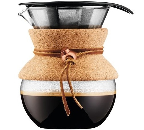 Cafetière manuelle Bodum avec filtre Pour Over liège et cuir - 4 tasses/50cl