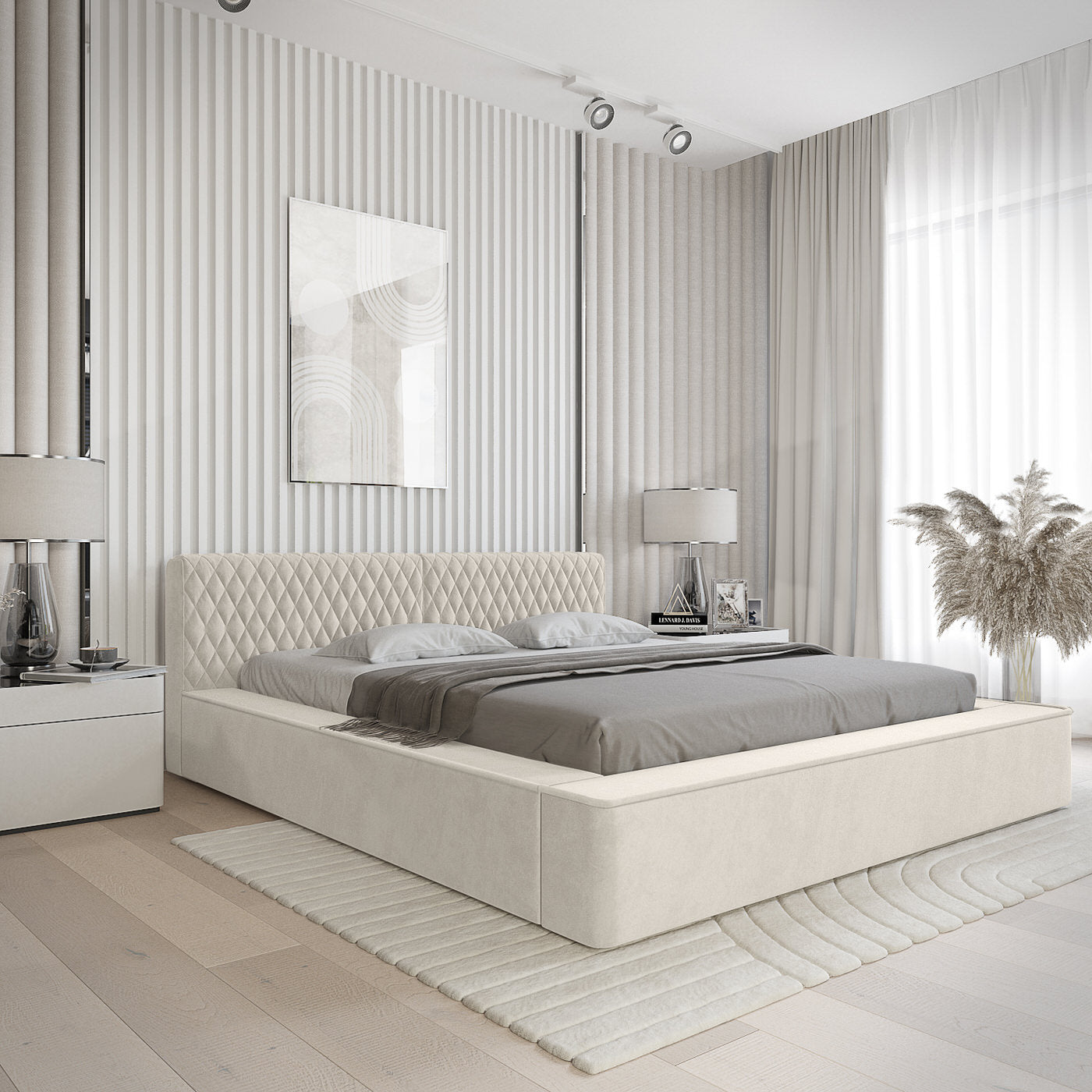 Trae Mobler Azurro 160 x 200 cm Gestoffeerd Bed Lichtgrijs