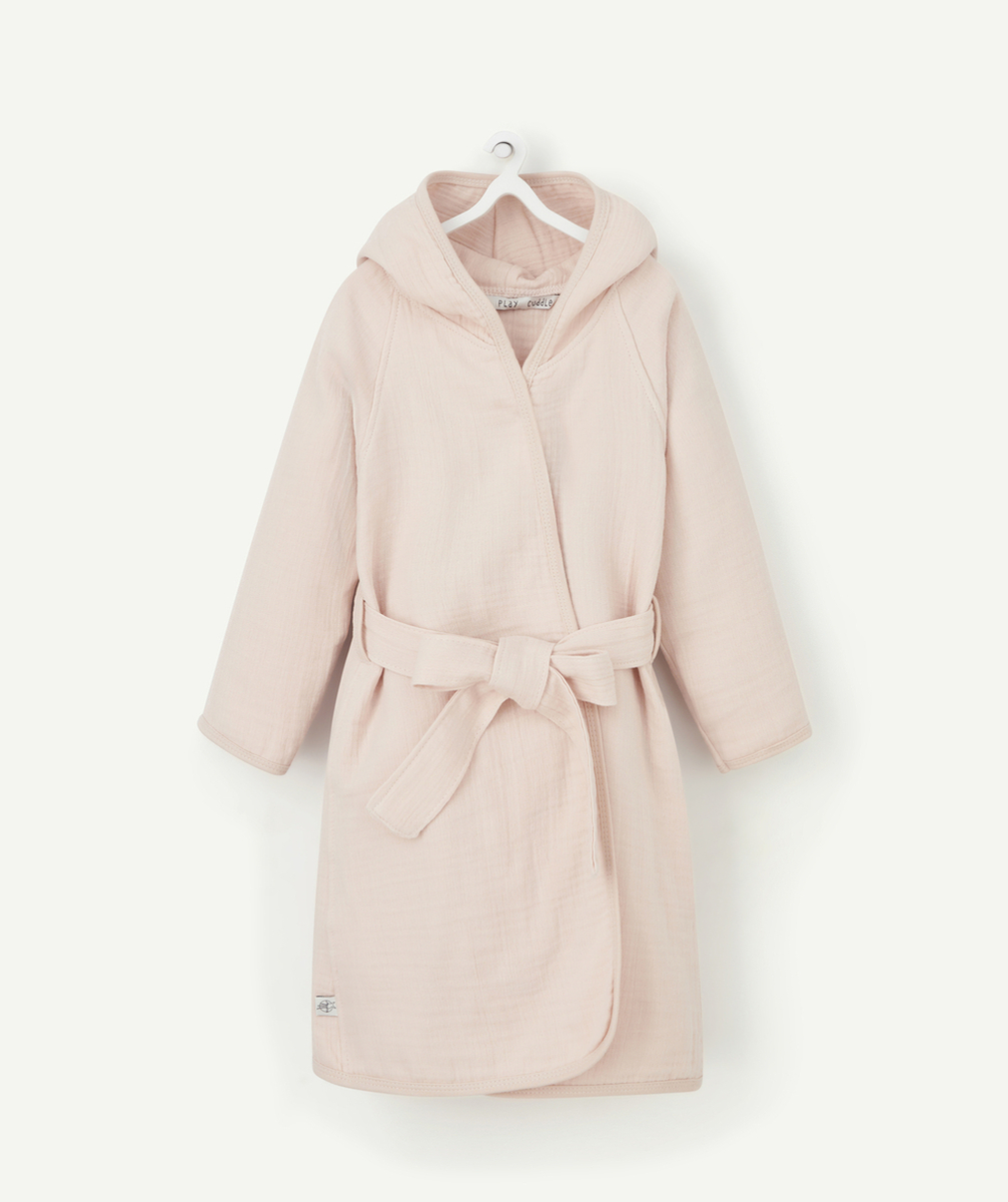 LASSIGPEIGNOIR BÉBÉ EN GAZE DE COTON ROSE POUDRÉ