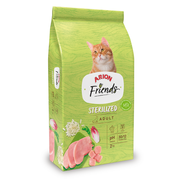 Arion Friends CAT-STERILIZED - croquettes Friends Cat Sterilized : Pour chats stérilisés ou en surpoids. Dinde, L-carnitine, huile saumon & taurine