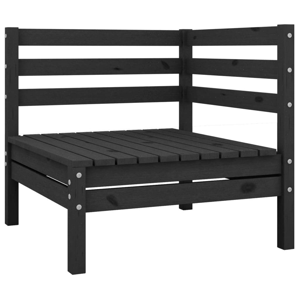 Salon de jardin meuble d'extérieur ensemble de mobilier 10 pièces bois de pin massif noir