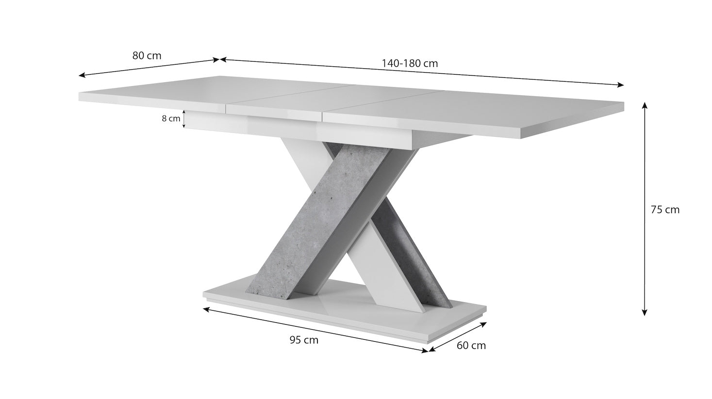 Bari - Eetkamertafel - Zwart/marmerlook - 140x80x75 cm